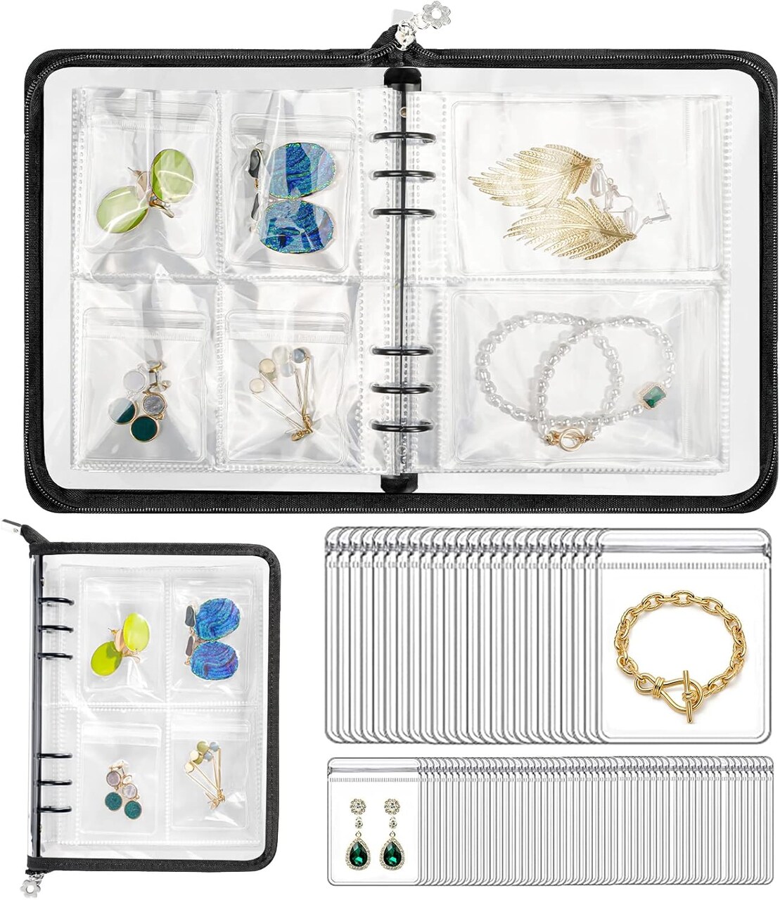 Transparent Jewelry Storage Book – 84-Grid Clear Travel Organizer for Necklaces, Earrings, Rings, Bracelets